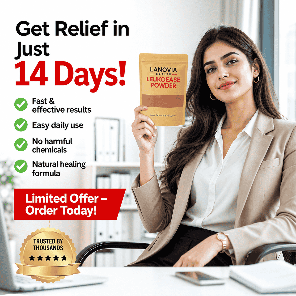 LeukoEase Powder™ – White Discharge & Hormonal Balance Support